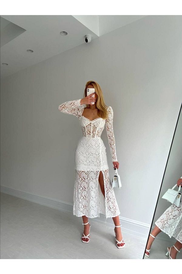 White midi wedding dress outlet