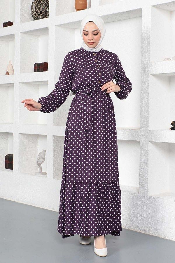SGS-Viscose Polka Dot Patterned Dress - LILA 1