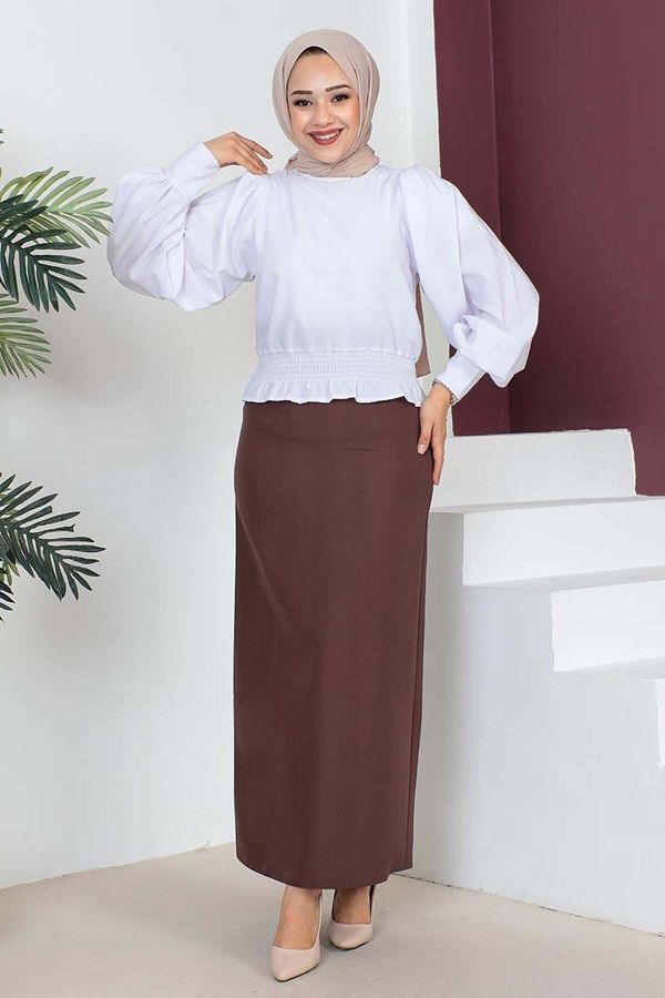 NRS Brown Belted Pencil Skirt Trendyol