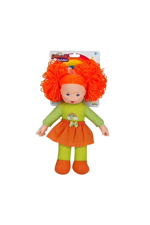 Genel Markalar Gökkuşağı Bebekleri Saçlı Dolgu Bebek 35 Cm - Turuncu