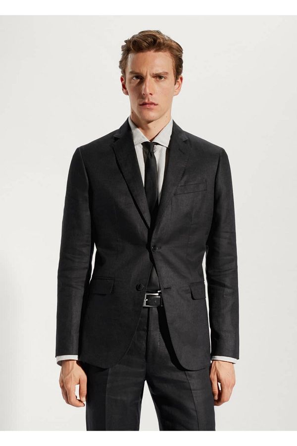 MANGO Man-Blazerjacke aus 100 % Leinenstoff 1
