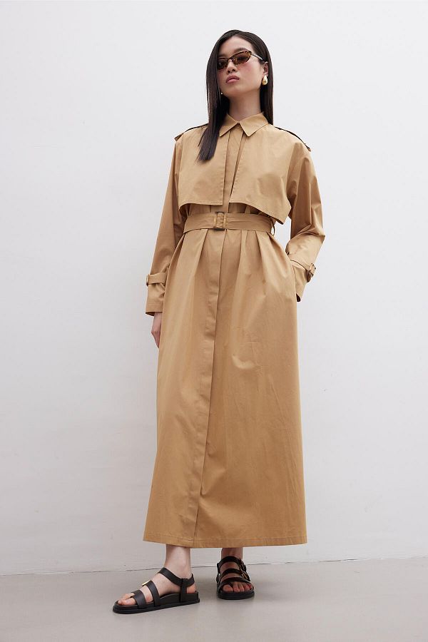 Manuka-Kamelfarbenes Trenchkleid 1