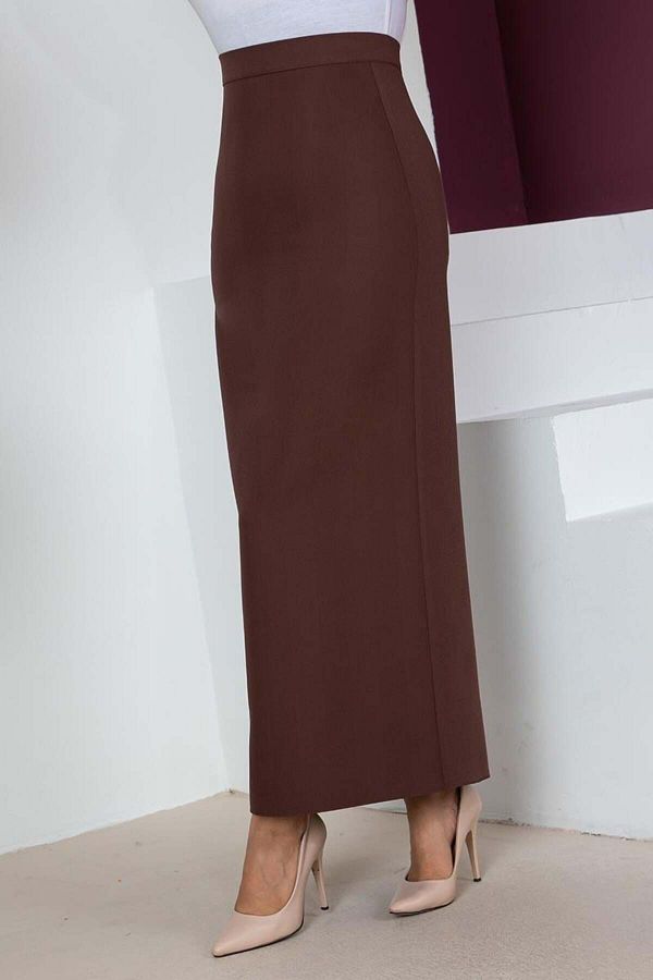 NRS Dark Brown Pencil Skirt Trendyol