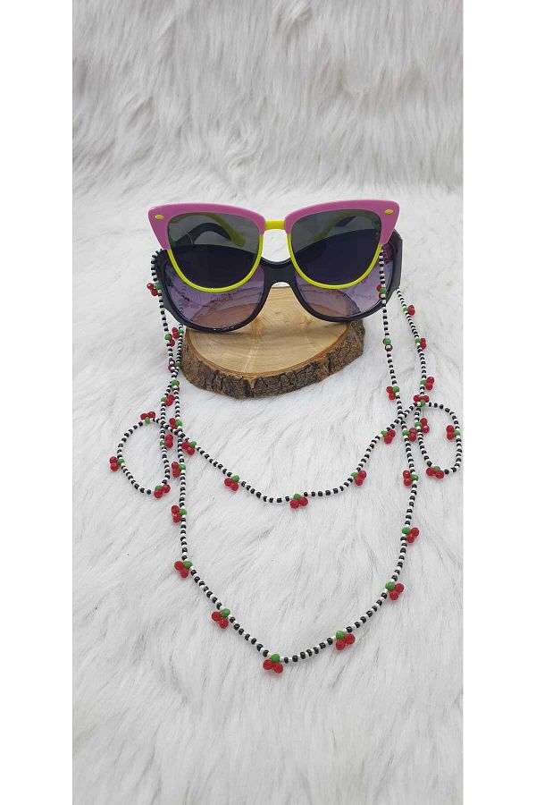 HAPPY HANDMADE-Set of 2 for Mother and Daughter - Cherry Sunglasses and Chain Gift 1