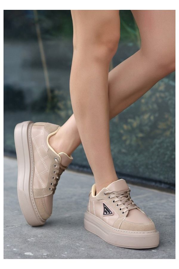 PARN PROJECT Julya Women s Camel Colored Classic Wedge Heel Sneakers Lace up Sneakers 024 Trendyol
