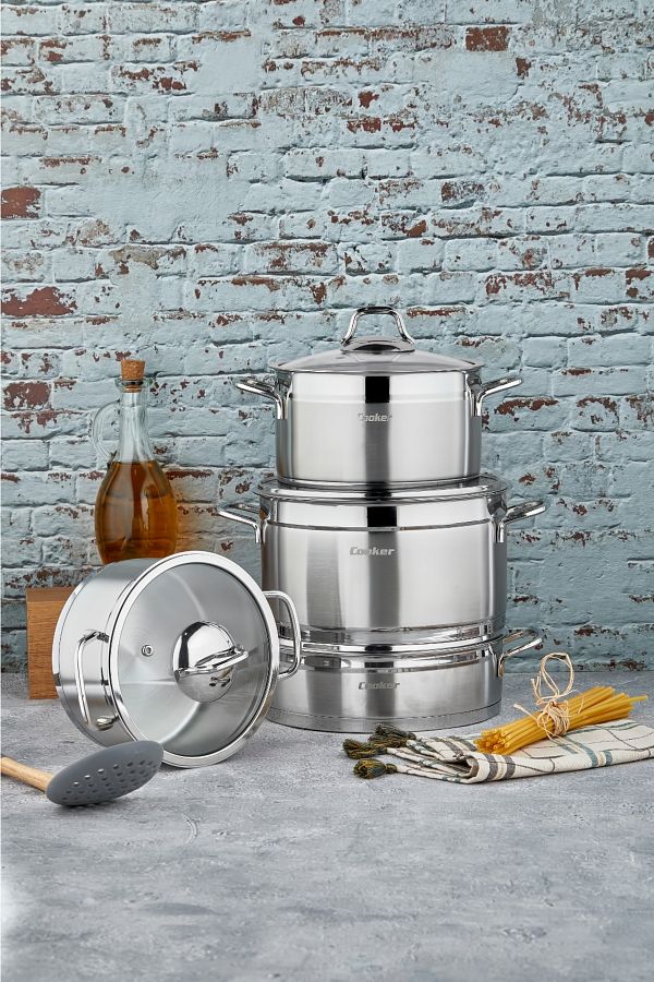 Cooker 8 Piece Stainless Steel Cookware Set Special Series Trendyol