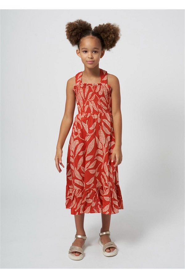 Mayoral Red Midi Dress Girl Printed 6962 Trendyol