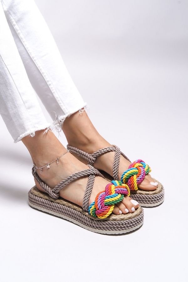 Riccon-Jessinalyn Damen Sandalen -0012104 Nerz Regenbogen Modell 1