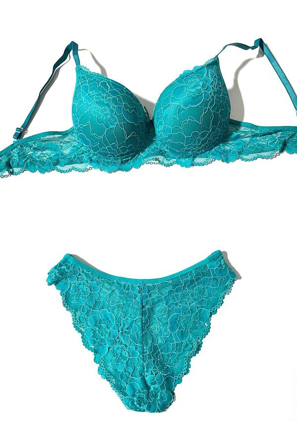 irem içgiyim-Green Lace Bra and Padded Support Set 1