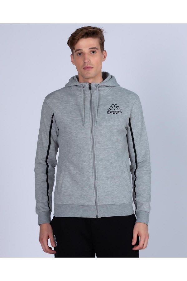 Kappa Logo Dep Men s Gray Melange Regular Fit Zippered Tracksuit Top Trendyol