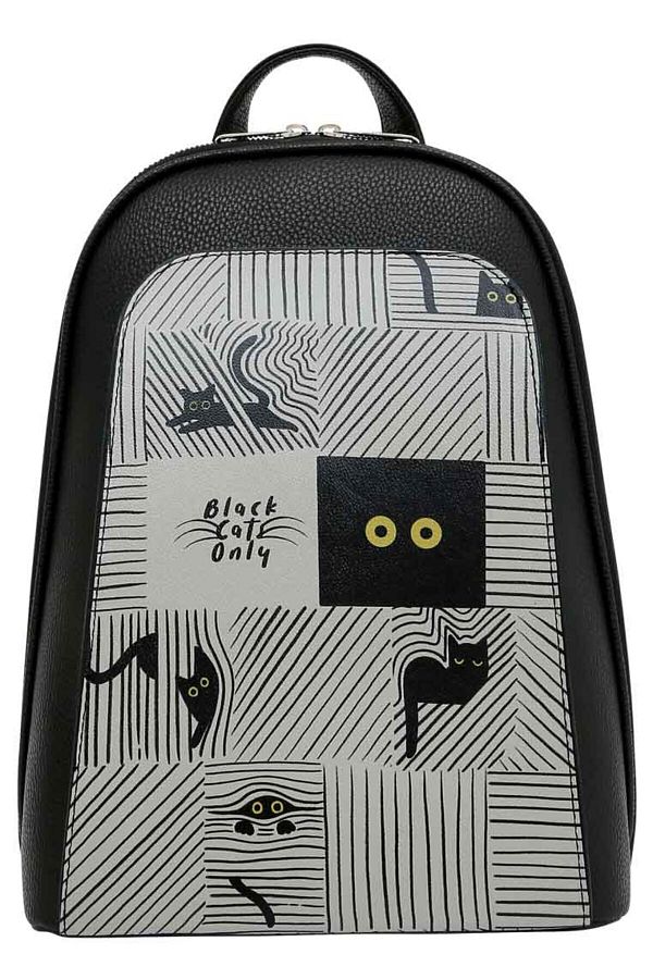 Dogo Women s Vegan Leather Black Backpack Black Cats Only Design Trendyol