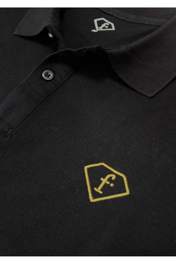 Black polo neck with gold buttons best sale