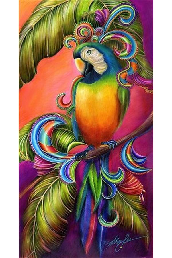 MARCEL SANAT-Parrot Diamond Mosaic Painting 36x69cm 1