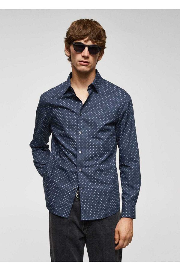 MANGO Man-Hemd aus 100 % Baumwolle mit Mikroblatt-Print 1