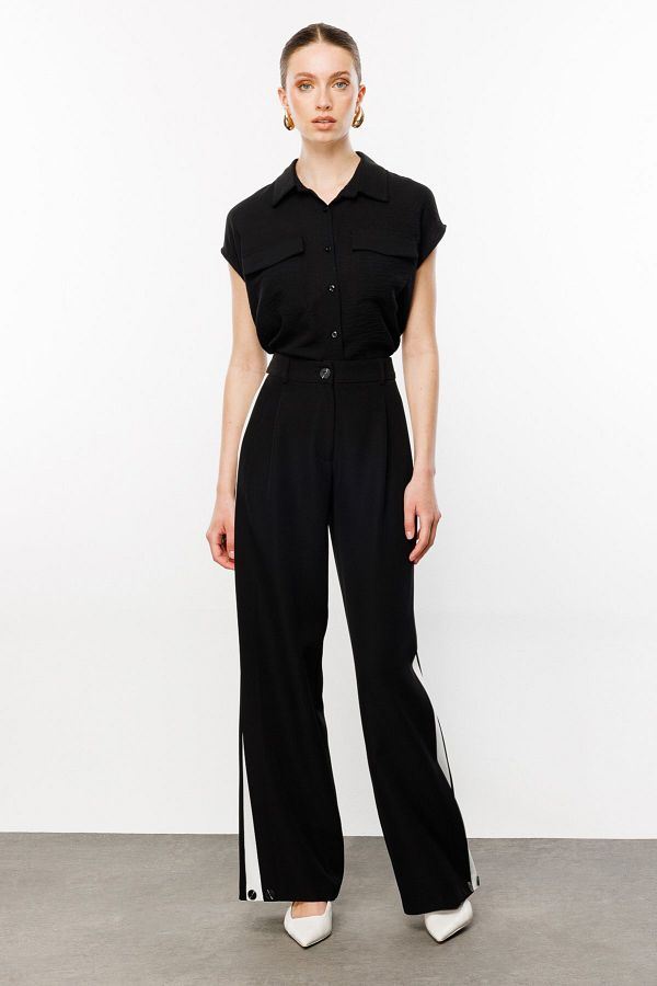 Wide leg striped trousers on sale