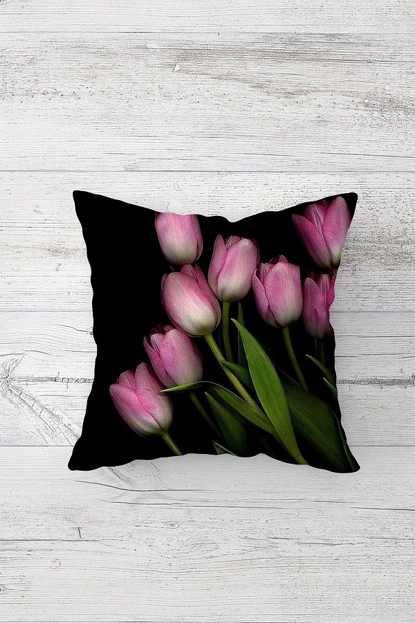 on the clouds-Pink Tulip Bunch One Side Printed Hidden Zipper Pillow Case Throw Pillow Sofa Pillow Case 1