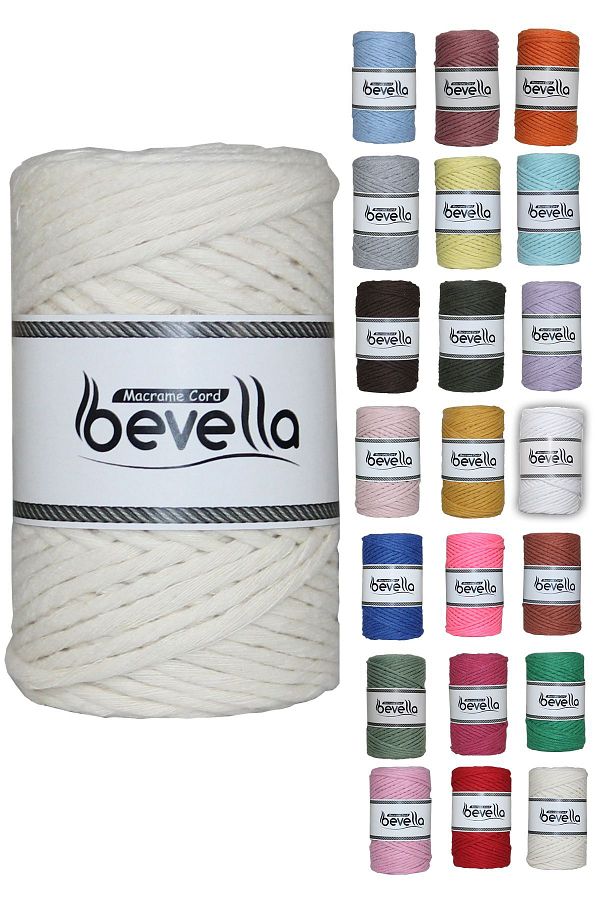 Bevella Macrame Cord-Taranan Macrame Thread 3mm Single Twist Scannable Cotton Macrame Thread Ecru 1