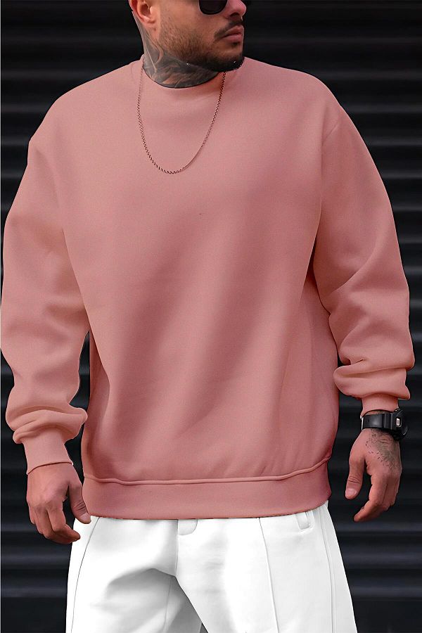 Millionaire Men s Plain Salmon Basic Unprinted Brand New Crew Neck Oversize Loose Sweatshirt Sweat Trendyol