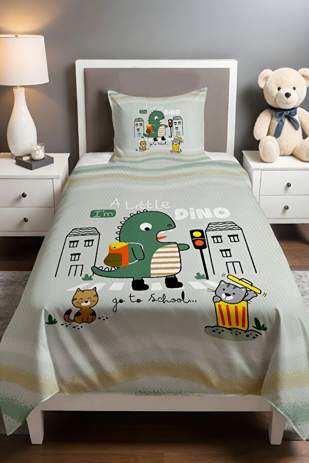 Genel Markalar Öğrenci Dinazor Desenli Pike Seti (160x230cm)