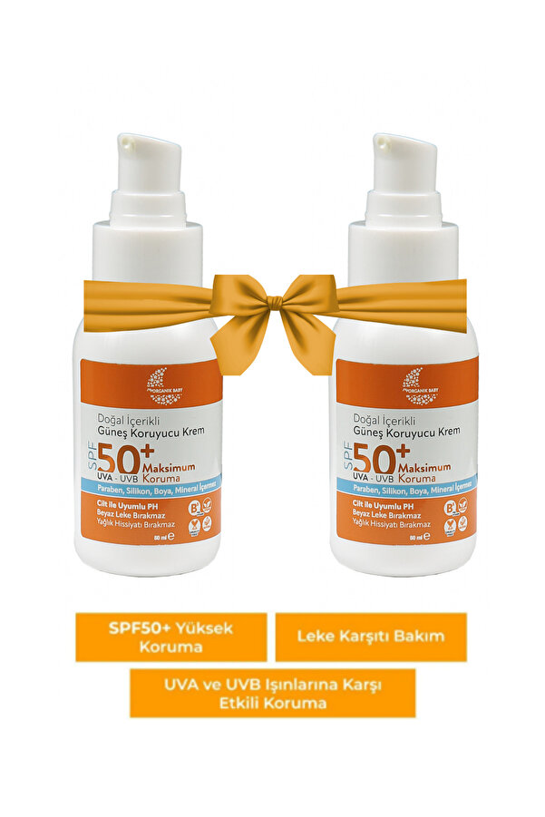 Organik Baby Doğal İçerikli Bebek Çocuk Ve Yetişkin 2 li Set 50 ml Güneş Kremi Leke Karşıtı 50 Spf Tüm Ciltler
