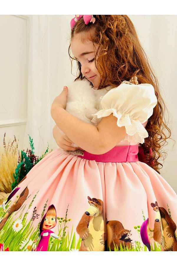 Hly Karol Tasar m Pink Masha Vintage Baby Girl Dress Birthday Dress photo shooting dress Suitable for 0 10 Years Trendyol