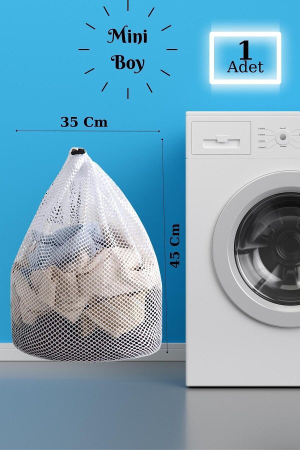 MaisonArt-Laundry Net with String 35x45 Cm | Sock Curtain Net 1