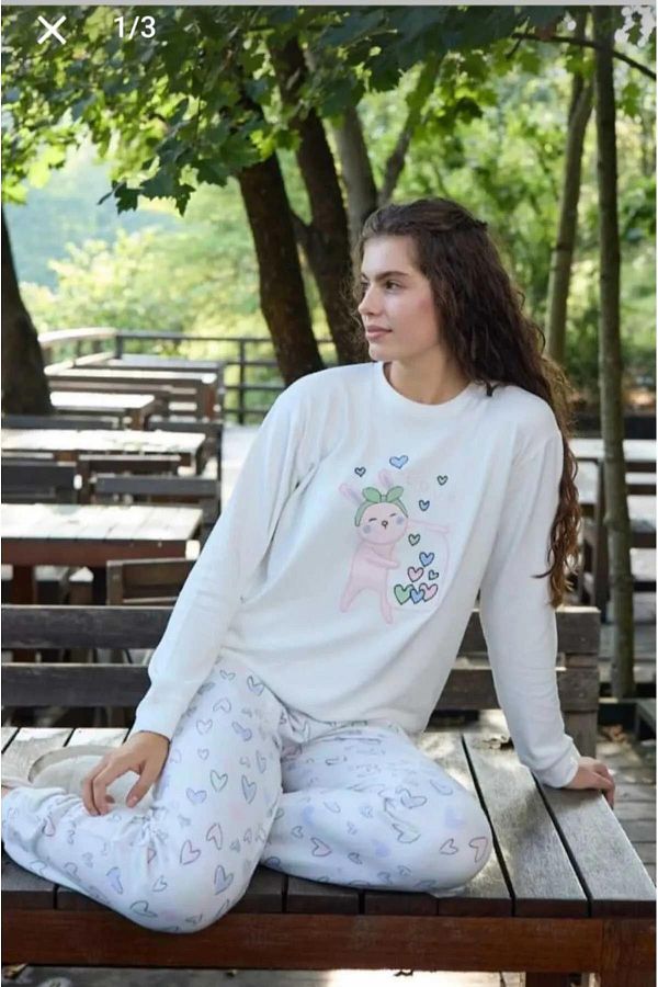 Aydo an White Thermal Pajama Set AYDO AN T 30060 Trendyol