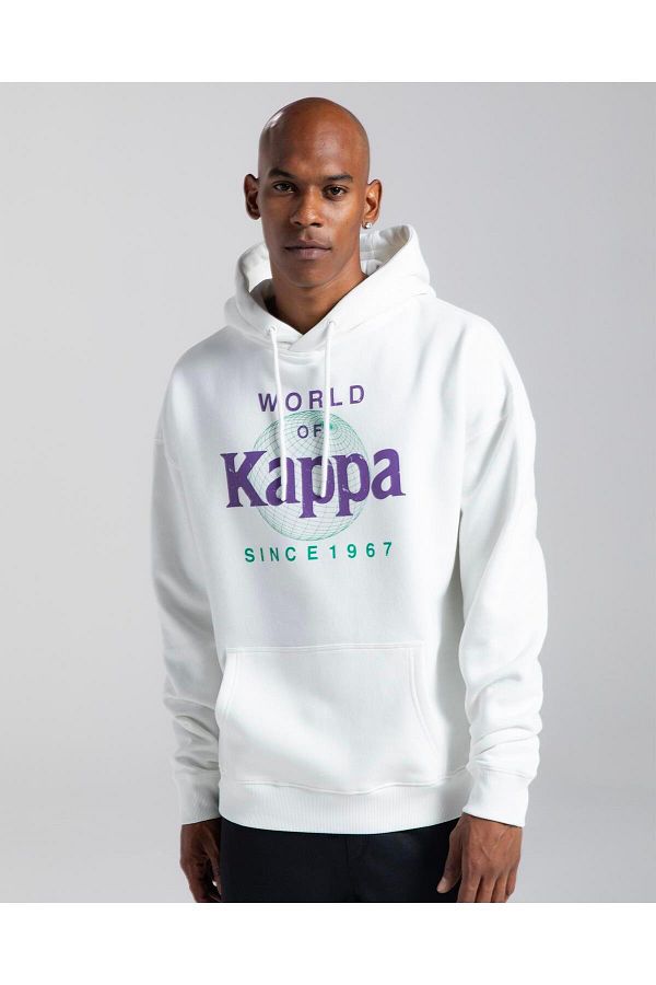 Kappa Authentic Ageo Men s White Oversize Fit Hoodie Trendyol