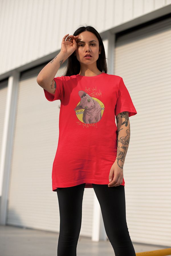 Boi-Unisex Sphinx Cat Printed Oversize T-Shirt - Colorful, Special Design with Cat Pattern 1