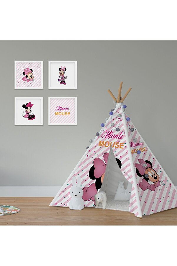 CİCİ ODAM Çocuk Bebek Odası Oyun Çadırı Puantiyeli Minnie Mouse