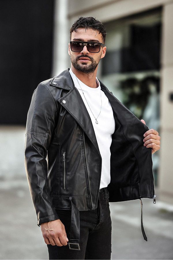 Delpino Diagonal Zipper Men s Leather Jacket Trendyol