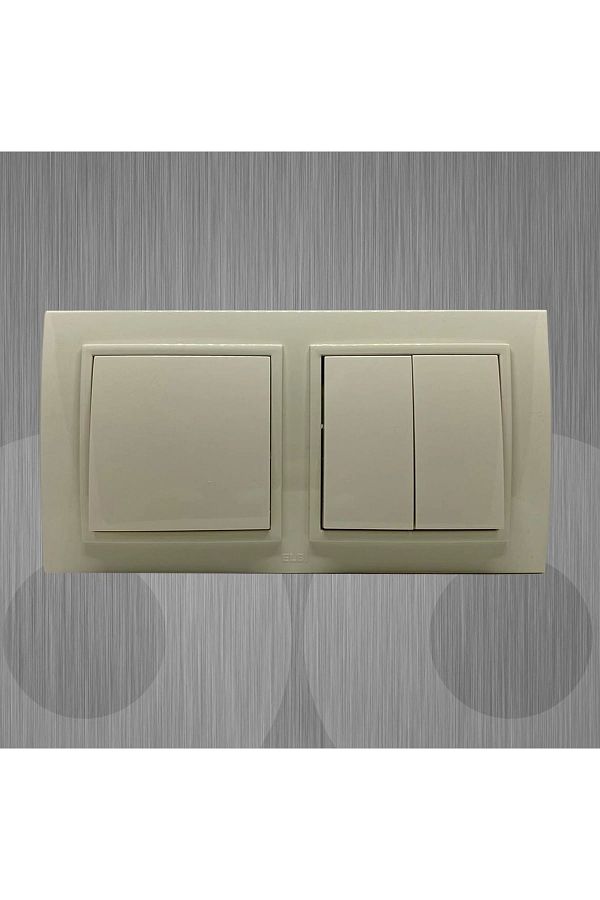 ELBİ-Zena Double Set Switch Commutator Double Frame Cream 1
