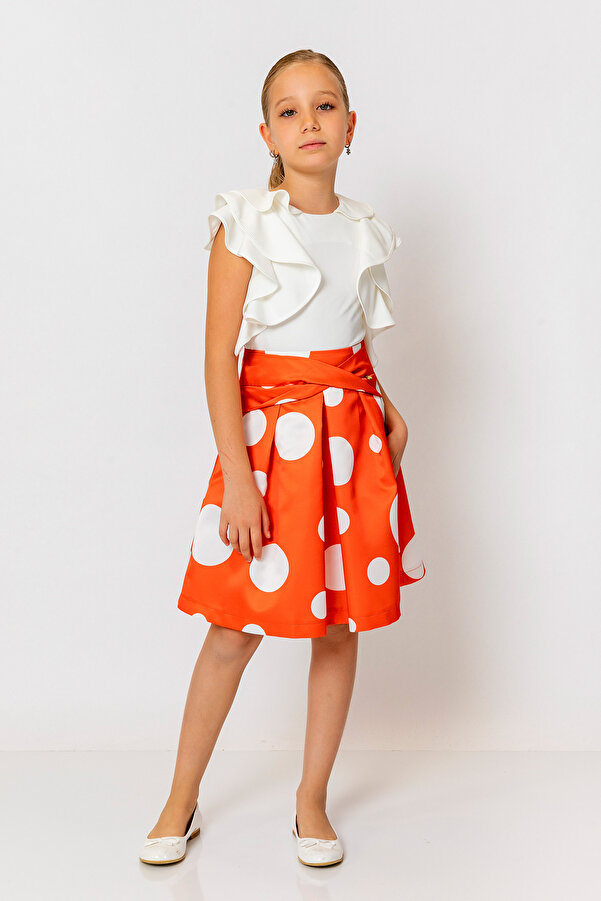 incity Girl's Polka Dot Midi Skirt- Trendyol