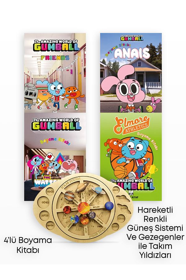 Zikrifikir-Moving Colorful Solar System with Planets Team Stars and Gumball Coloring Book Set of 4 1