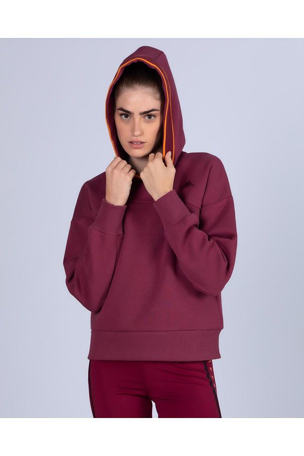 Kappa Logo Tape Daven Women s Red Orange Regular Fit Hoodie Trendyol