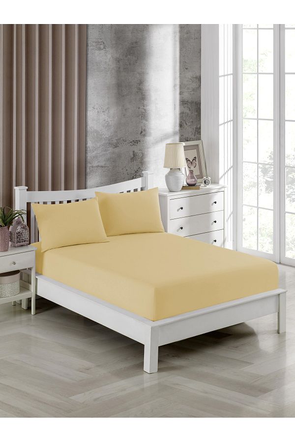 FAVORİST-Yellow Single Elastic Sheet Set - 100x200, 1 Pillowcase 1