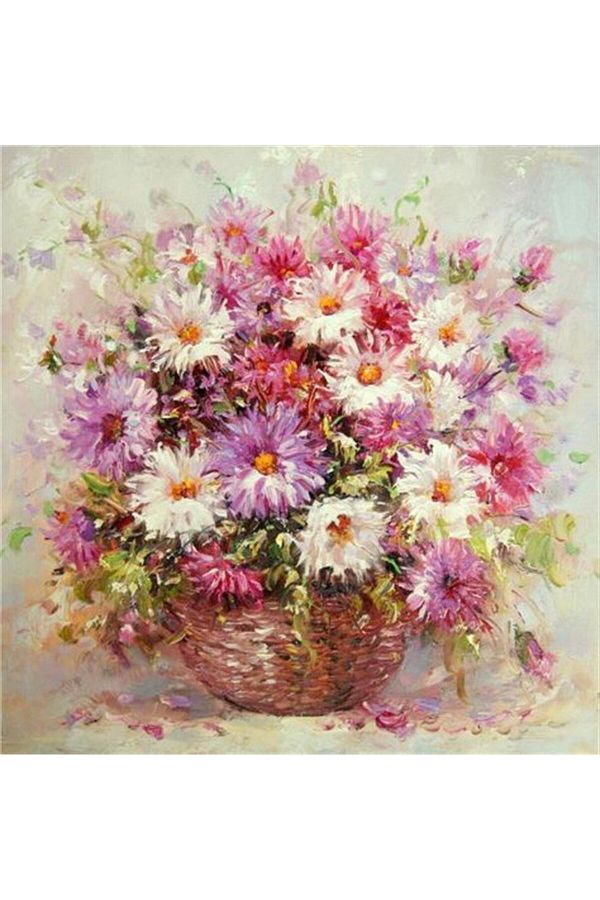 MARCEL SANAT-Delicate Flowers in the Basket Marcel Art Diamond Mosaic Painting 56x58cm 1