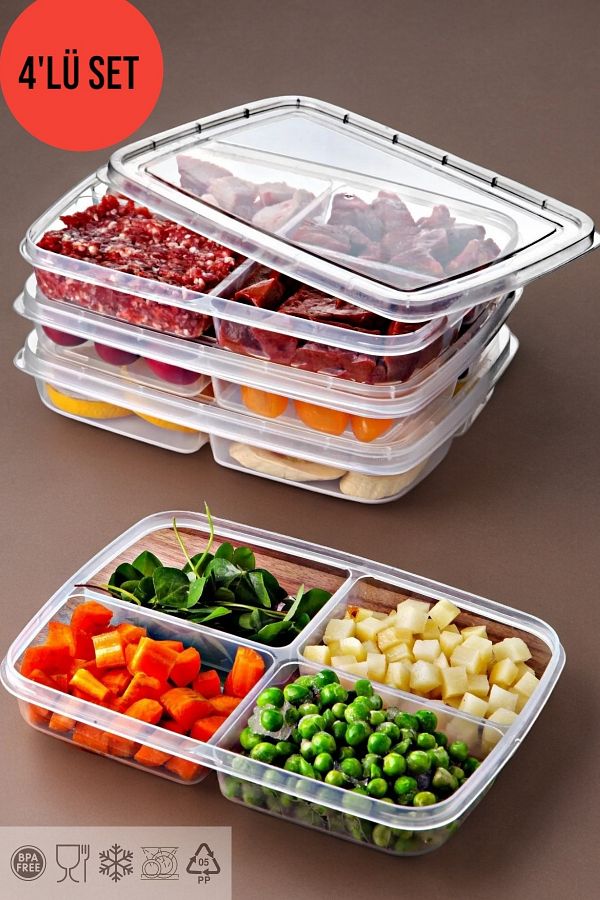 NY HOME-Set of 4 - Use in Freezer, Small Size Square Storage Container 1