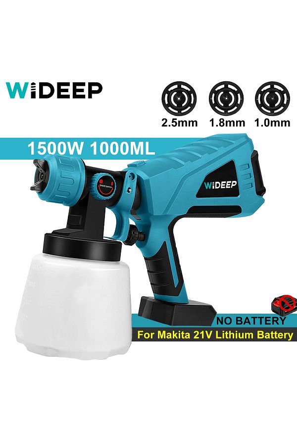 WIDEEP-18V 1500W Electric Cordless Spray Gun High Power HVLP Paint Sprayer Auto Furniture Steel Coating ... 1