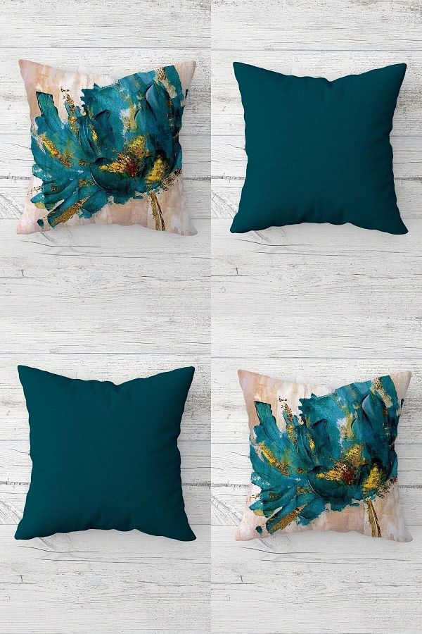 on the clouds Layered Flower and Plain Throw Pillow with Hidden Zipper Throw Pillow Cover Seat Pillow Cover Set 4pcs Trendyol