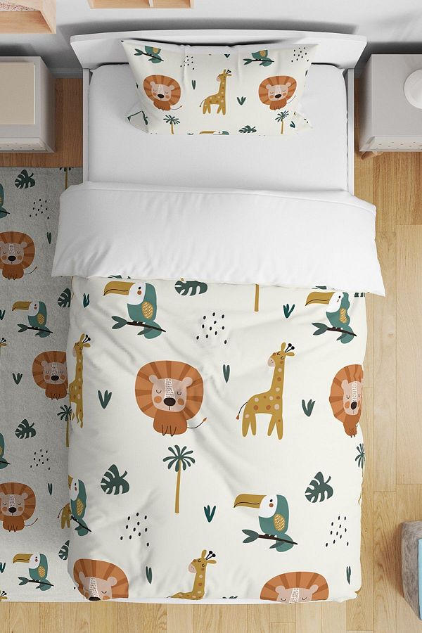 Evpanya Simple Pastel Colored Safari Patterned Single Baby Kids Bedding Set Trendyol