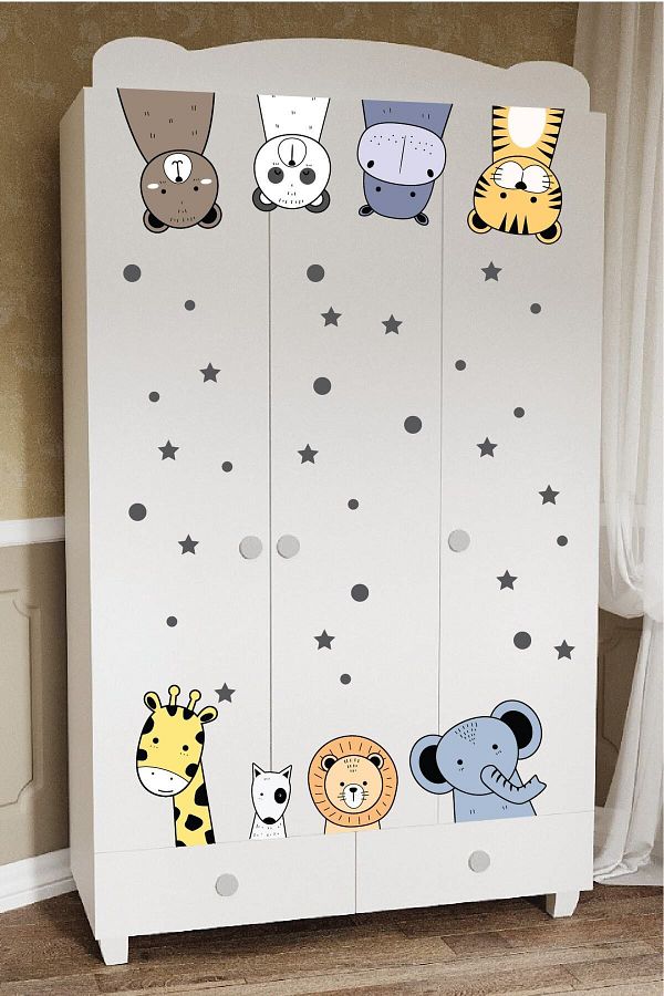 212shop-Cute Staring Animals Baby Kids Room Furniture Wall Glass Decoration Sticker Set 1