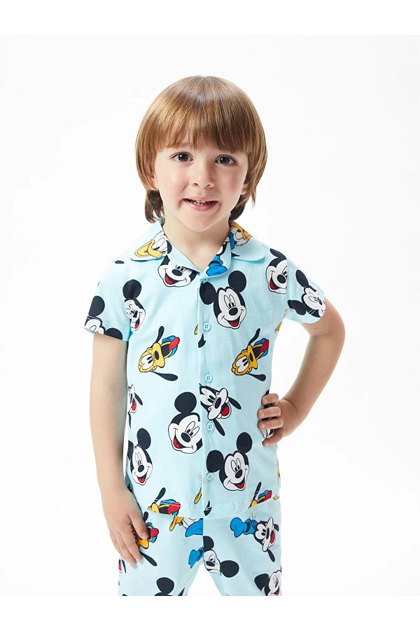 LC Waikiki Polo Collar Short Sleeve Minnie Mouse Printed Baby Boy Pajama Set city Trendyol