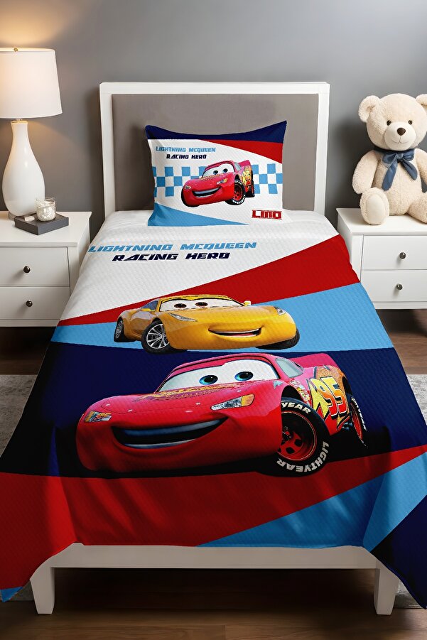 Genel Markalar Şeritli Mcqueen Desenli Pike Seti (160x230cm)