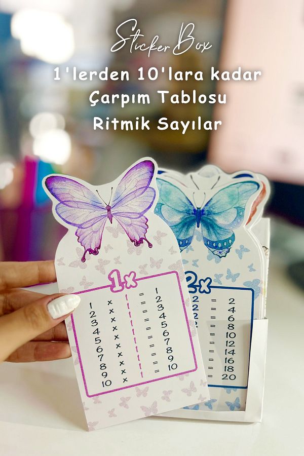 Think And Print-Butterfly Patterned Rhythmic Numbers Training Card for Kids - Desktop Multiplication Table 1