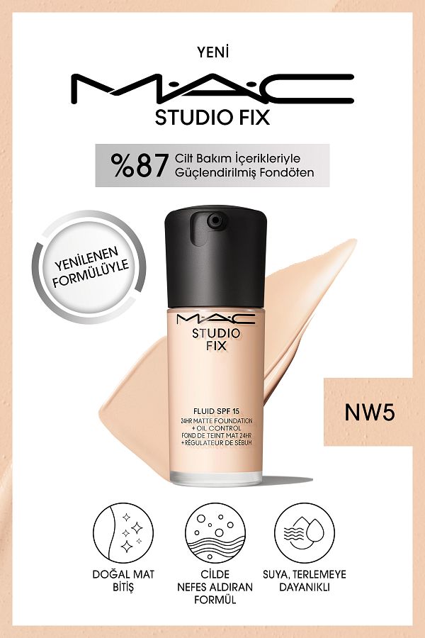 M.A.C-Matte Foundation Lasting up to 24 Hours - Studio Fix Fluid Spf15 - Color: Nw5 - 30ml 1