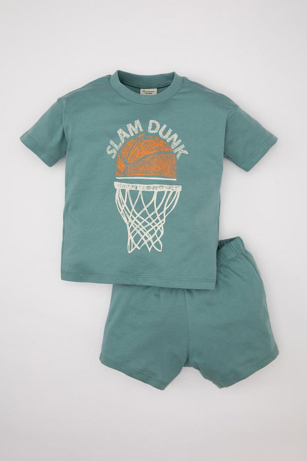 DeFacto-Baby Boy 2-teiliges Set Sport bedrucktes Kurzarm-T-Shirt mit Shorts C6097a524sm 1
