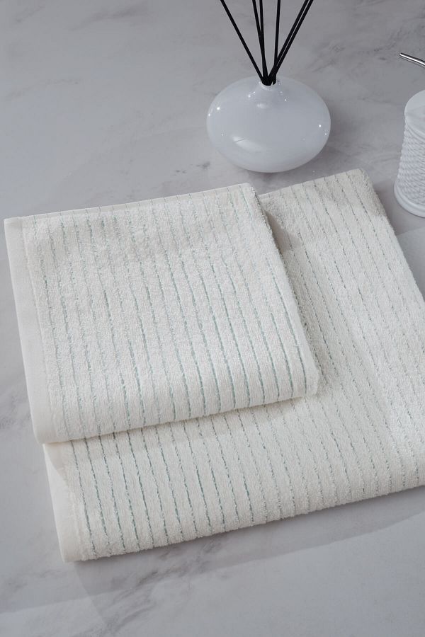 HERAKLEIA HOME Silky Touch Strip Harmony Mint 2 Piece Bath Towel Set Trendyol