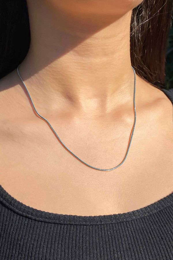 TREND COLLECTİON-Women's Stainless Steel Silver Chain Thin Italian Necklace (45cm) 1