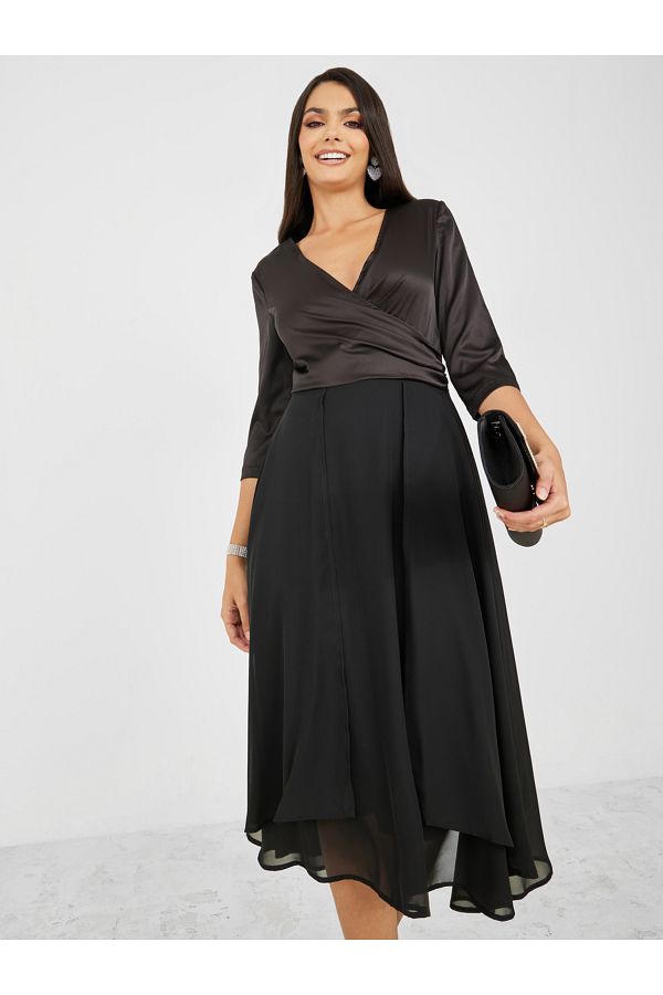 V neck a line midi dress cheap